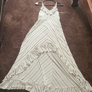 White with black stripes dress